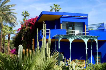Marrakech, Morocco - March 27, 2006: The Majorelle villa and gardensのeditorial素材