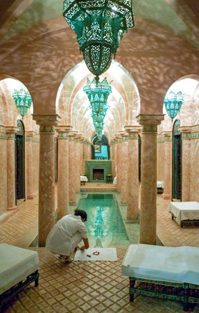 Marrakech, Morocco - March 27, 2006: The spa area of a Riad, a traditional hotelのeditorial素材