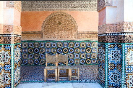 Marrakech, Morocco - March 24, 2006: foreshortening of the Ben Youssef Koranic school