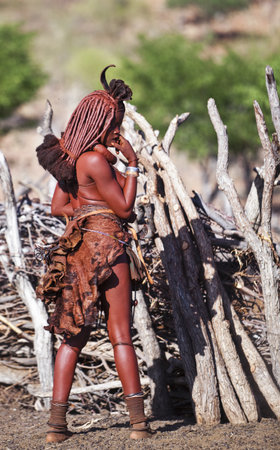 Kaokoland, Namibia - December 9, 2009: Scene of life in a Himba villageのeditorial素材