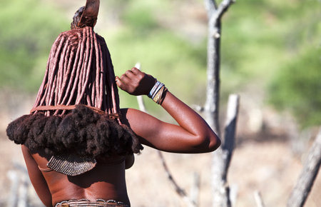 Kaokoland, Namibia - December 9, 2009: Scene of life in a Himba villageのeditorial素材
