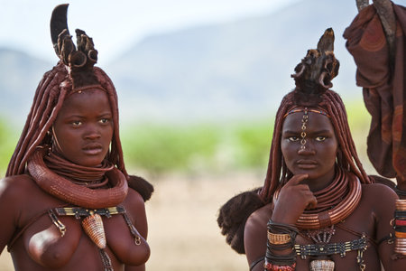 Kaokoland, Namibia - December 9, 2009: Scene of life in a Himba villageのeditorial素材