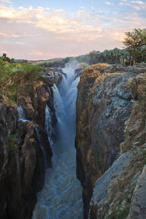 Namibia,Kaokoland area,the Epupa fallsの写真素材