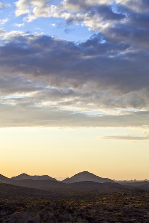 Namibia,sunset landscape in the Omaruru reserveの写真素材