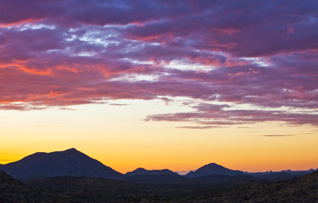 Namibia,sunset landscape in the Omaruru reserveの写真素材