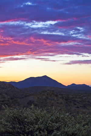 Namibia,sunset landscape in the Omaruru reserveの写真素材