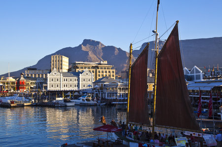 Cape town, South Africa - March 5, 2010: People and sailboats in the Victoria and Albert waterfrontのeditorial素材
