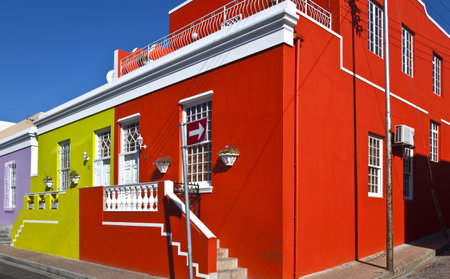 Cape Town, South Africa - March 8, 2010: The famous full color houses of the Boo-Kap muslim quarterのeditorial素材