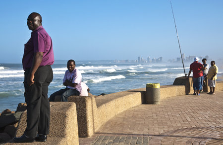 Durban, South Africa - March 9, 2010: People in the Blue Lagoon area, traditional meeting point of the Indian comunityのeditorial素材