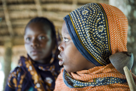 Zanzibar, Tanzania - February 28, 2008: Native young woman  in a village of the interlandのeditorial素材