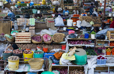Aruscha, Tanzania - September 2, 2008:  Agricultural products for sale in the general marketのeditorial素材