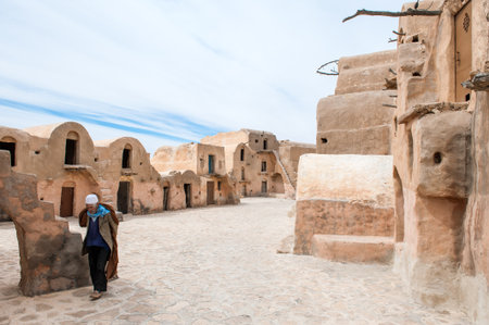Tatouine, Tunisia, - April 15, 2008: The Ksar Ouled Soltane, ancient berber fortified granaryのeditorial素材