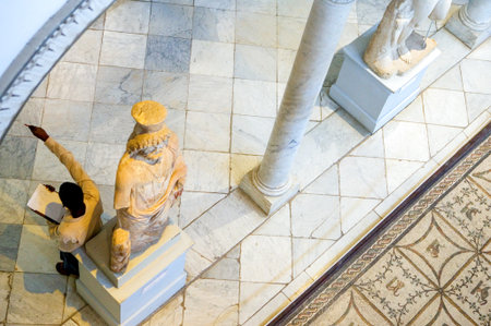 Tunis, Tunisia, - May 3, 2007: Student drawing in the interior hall of  the Del Bardo museumのeditorial素材