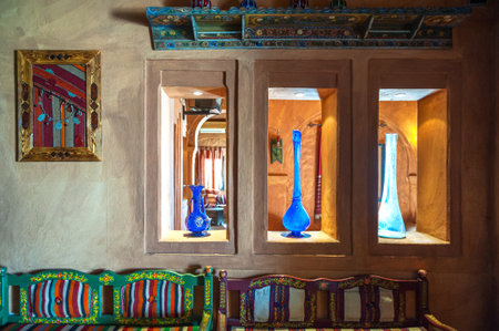 Djerba, Tunisia - April 17, 2008: The inside of a coffee bar near  the Guellala museumのeditorial素材