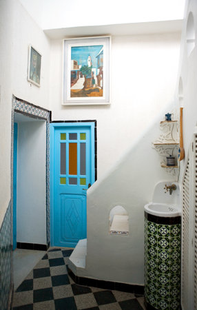 Sidi Bou Said, Tunisia - April 26, 2006: A traditional house in the country centerのeditorial素材