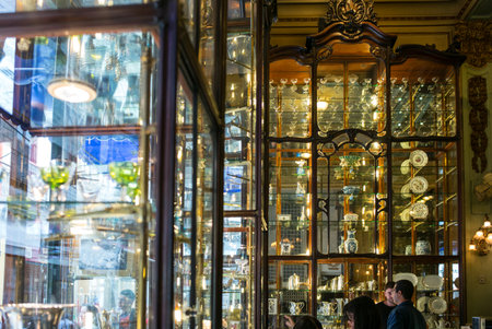 Rio De Janeiro, Brazil  - September 5, 2012: The shop-windows of the famous Cafetaria Colombo in the old city centerのeditorial素材