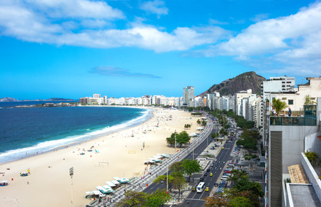 Rio De Janeiro, Brazil  - September 6, 2013: Panoramic view of Copacabana beachのeditorial素材