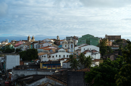 Salvador, Brazil - September 11, 2013: View of the Pelourinho district from the Rua do Carmoのeditorial素材