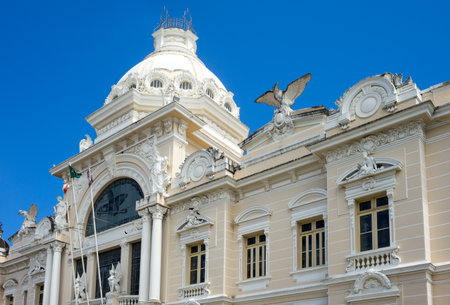 Salvador, Brazil - September 12, 2013:  Upwaed view of the Rio Branco palaceのeditorial素材