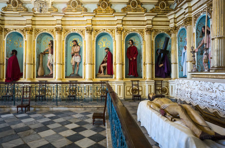 Salvador, Brazil - September 14, 2013: The hall of the Saints of the church of the Third Order of St. Franciscoのeditorial素材