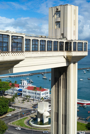 Salvador, Brazil - September 10, 2013:  The elevator Lacerda with the Marine Terminal in the Backgroundのeditorial素材