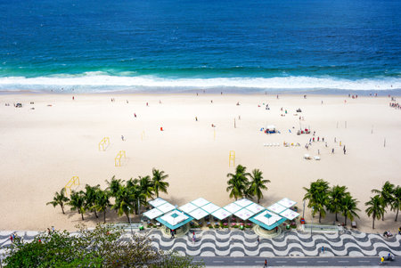 Rio De Janeiro, Brazil  - September 6, 2013:  View from above of the Copacabana beachのeditorial素材