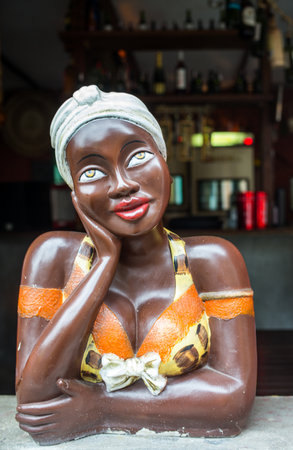 Rio De Janeiro, Brazil  - September 6, 2013: The bust of a woman on a window of the old Santa Teresa dstricのeditorial素材