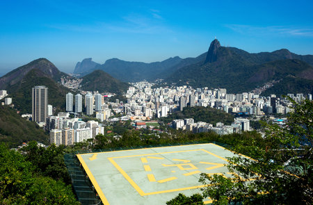 Brazil, Rio De Janeiro, Botafogo the bay seen from the Pao de Acucar (Sugarloaf Mountain)の写真素材