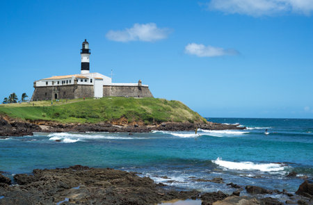 Brazil, Salvador, Barra district, the Forte do Farol lighthouseのeditorial素材