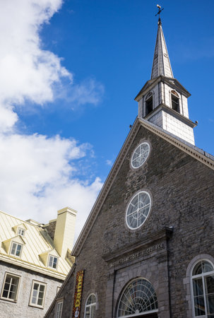 Quebec city, Canada - May 5, 2014: The Notre Dame church the old townのeditorial素材