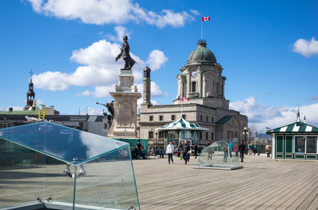 Quebec city, Canada - May 5, 2014: People in Governors promenadeのeditorial素材