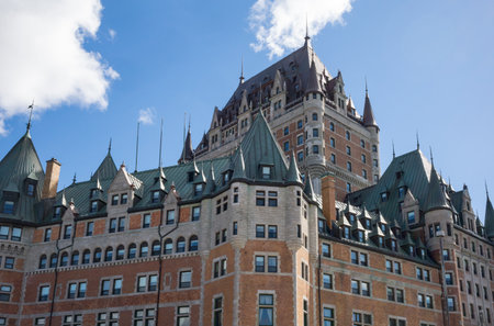 Quebec city, Canada - May 5, 2014: The Frontenac castle seen from the Governors promenadeのeditorial素材