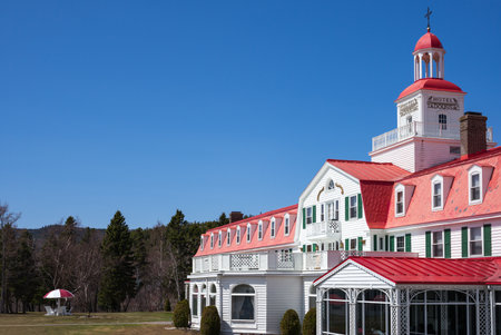 Tedoussac,  Canada - May 8, 2014: Quebec, a luxury hotel near the villageのeditorial素材