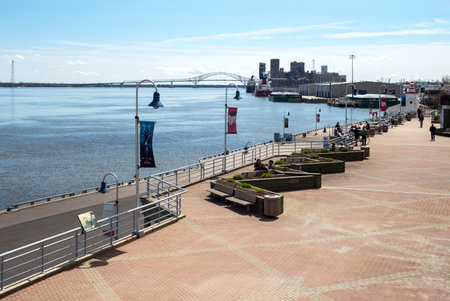 Trois Rivieres, Canada - May 12, 2014: Quebec, people in the Portuaire parkのeditorial素材
