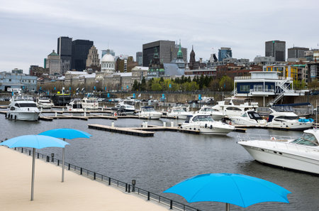Montreal, Canada - May 13, 2014: Quebec, the city seen from the old harbourのeditorial素材