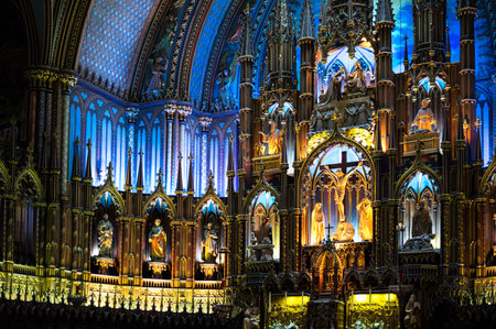 Montreal, Canada - May 13, 2014: Quebec, the full of colors inside of the Notre Dame cathedralのeditorial素材