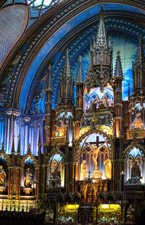 Montreal, Canada - May 13, 2014: Quebec, the full of colors inside of the Notre Dame cathedralのeditorial素材