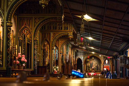Montreal, Canada - May 13, 2014: Quebec, the full of colors inside of the Notre Dame cathedralのeditorial素材