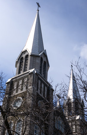 Quebec, Baie Saint Paul, the St Peter and Paul churchの写真素材