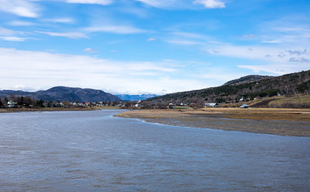 Quebec, Baie Saint Paul, view of the St Lorenzo riverの写真素材