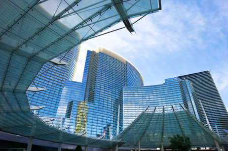 Las Vegas,  U.S.A. -  May 26, 20011:  Futuristic architecture in the Aria Casino and Resort zoneのeditorial素材
