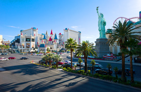 Las Vegas,  U.S.A. -  May 27, 20011: Architectures, hotels, shops,casinos and signs in Las Vegas Boulevardのeditorial素材