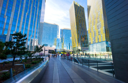 Las Vegas,  U.S.A. -  May 26, 20011:  Futuristic architecture in the Aria Casino and Resort zoneのeditorial素材