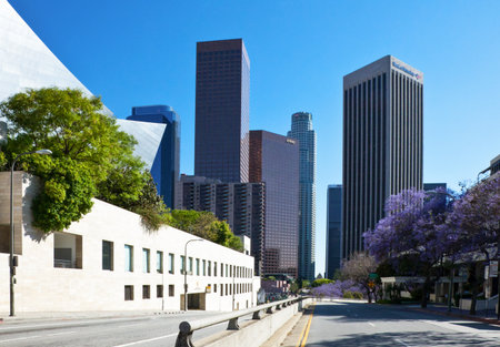 Los Angeles,  U.S.A. -  May 31, 2011: Downtown, the Grand Av. towersのeditorial素材
