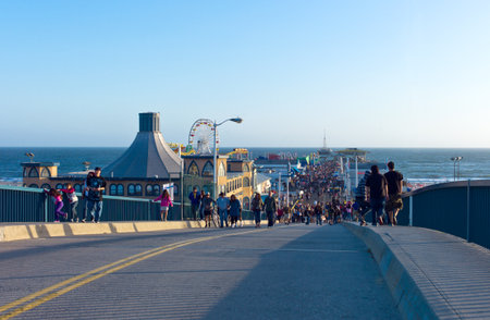 Los Angeles,  U.S.A. -  May 29, 2011: People in the Santa Monica sea front