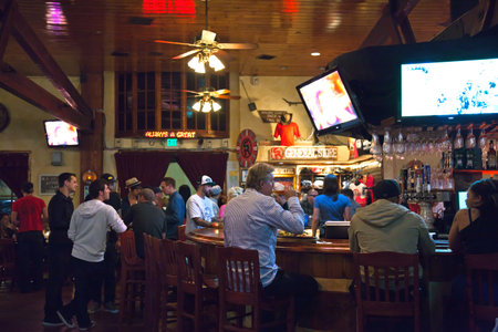 Los Angeles,  U.S.A. -  June 2, 2011: Night life in a bar of Sunset Stripのeditorial素材