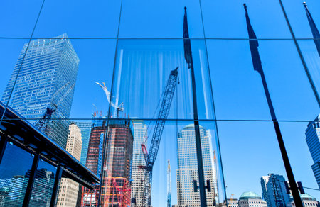 U.S.A., New York, Manhattan, reflection of Ground Zero