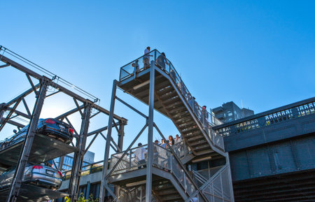 New York, U.S.A. - October 9, 2010: Manhattan, the High Line entrance stairwayのeditorial素材