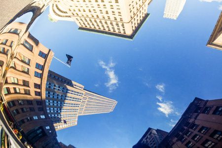 New York, U.S.A. - October 6, 20010:  Manhattan, reflections on the hood of a car of the fifth avenue towersのeditorial素材