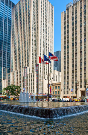 New York, U.S.A. - July 8, 2009:  Manhattan,the buildings of Avenue of the Americasのeditorial素材